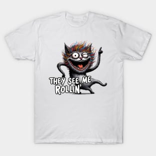 Black Cat - They See Me Rollin T-Shirt